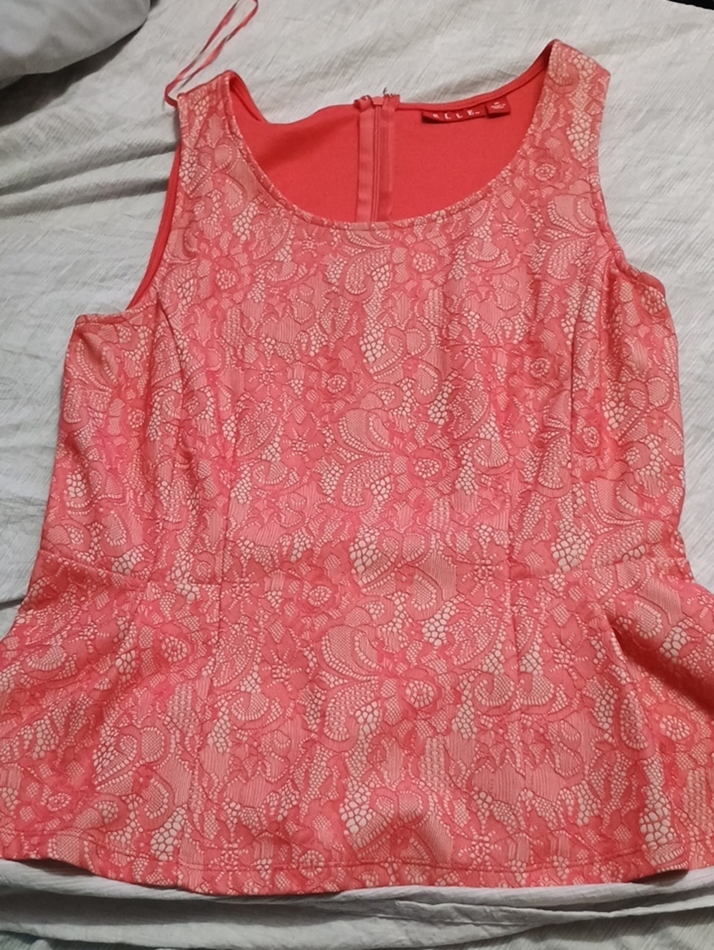 Pink Peplum Topwith Lacy Front